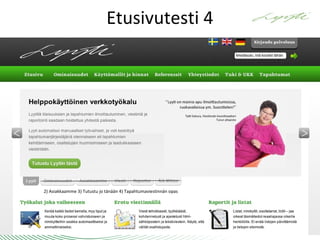 Etusivutesti 4




2) Asiakkaamme 3) Tutustu jo tänään 4) Tapahtumaviestinnän opas
 