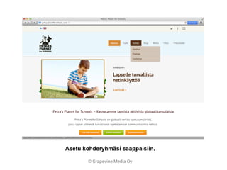 © Grapevine Media Oy
Asetu kohderyhmäsi saappaisiin.
 