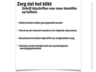 Leg landingsbanen aan<br />       Maak de toptaken extra makkelijk<br /><ul><li>  Elke website heeft toptaken