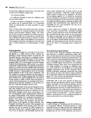 580 Structure 1994, Vol 2 No 7
At least three additional criteria have to be taken into
account in the inhibitor design cy...