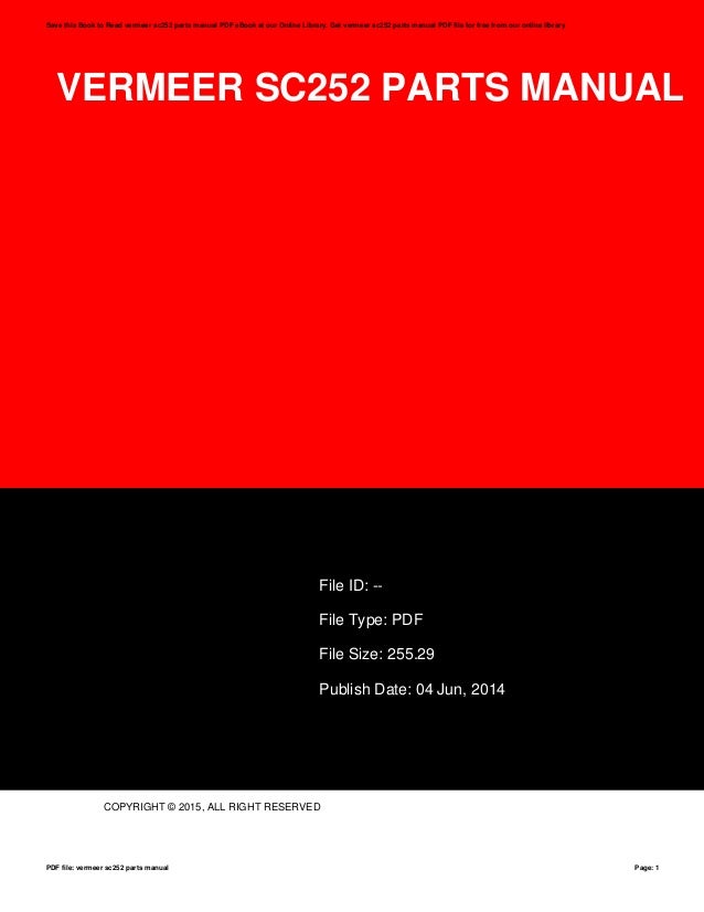 Vermeer Sc252 Parts Manual