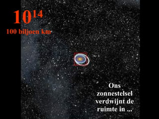10 14   100 biljoen km Ons zonnestelsel verdwijnt de ruimte in ... 