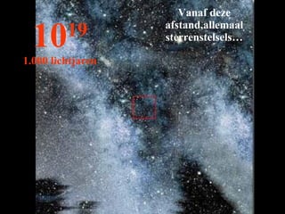 10 19 1.000 lichtjaren Vanaf deze afstand,allemaal sterrenstelsels… 