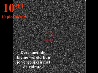 Deze oneindig kleine wereld kun je vergelijken met de ruimte ! 10 -11 10 picometer 