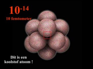 Dit is een koolstof atoom ! 10 -14 10 femtometer 