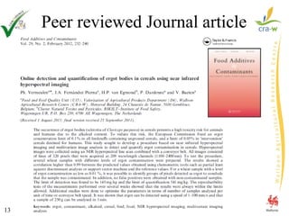 SLOPE and BiRT Hyperspectral Imaging Workshop - BOKU-UFT , Tulln Austria, 20th March 201513
Peer reviewed Journal article
 