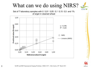 SLOPE and BiRT Hyperspectral Imaging Workshop - BOKU-UFT , Tulln Austria, 20th March 20158
What can we do using NIRS?
Set of 7 laboratory samples with 0 0,01 0,05 0,1 0,15 0,5 and 1%
of ergot in cleaned wheat
 