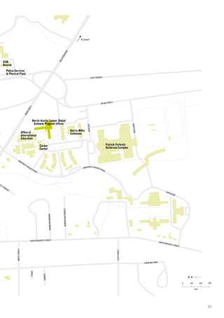 SOUTH PROSPECT STREET
SOUTH PROSPECT STREET
SPEAR STREET
EAST TERRACE
WILLISTONROAD
CLIFFSTREET
MAPLESTREET
ITY TERRACE
HENDERSONTERRACE
PFGROAD
UNIVERSITY HEIGHTS ROAD
DAVISROAD
DAVIS ROAD
MAINSTREET
UNIVERSITY HEIGHTS ROAD
ROBINSONPARKWAY
CEDAR
JUNIPER
OVERLAKE PARK
To airport
Patrick-Forbush-
Gutterson Complex
Harris-Millis
Commons
Police Services
 Physical Plant
UVM
Rescue
Ofﬁce of
International
Education
Marsh-Austin-Tupper: Global
Gateway Program ofﬁces
Career
Center
1000 200 300
Feet
N
COLCHES
NASH PLACE
2323
 
