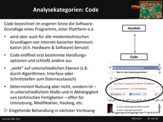 Titelmasterformat durch Klicken bearbeiten
              Analysekategorien: Code

 Code bezeichnet im engeren Sinne die So...