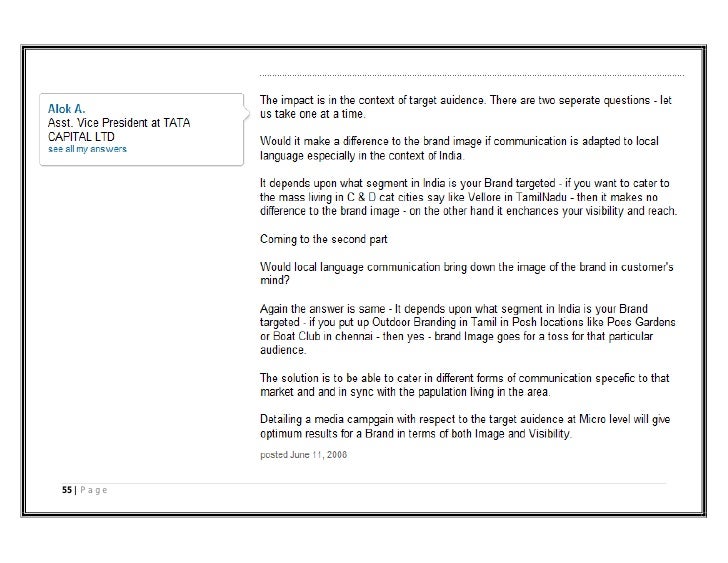 Dissertation report on advertisements