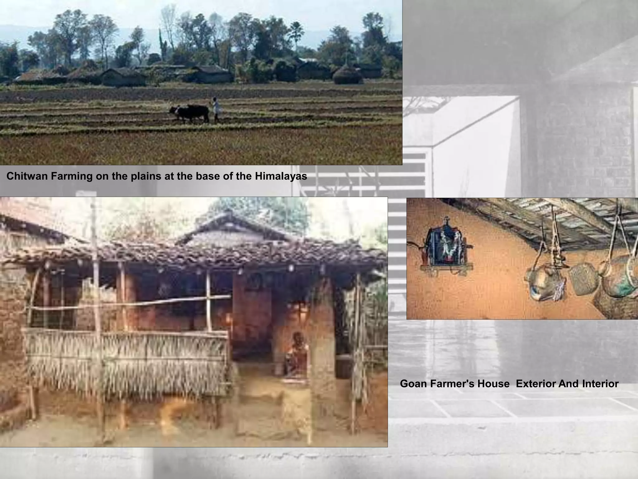 Chitwan Farming on the plains at the base of the Himalayas
Goan Farmer's House Exterior And Interior
 