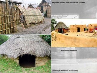 Nago Hut Apatani tribe; Arunachal Pradesh
Dwelling at Nakabaru (Ikei Island)
Mud-house-Jaisalmer
 