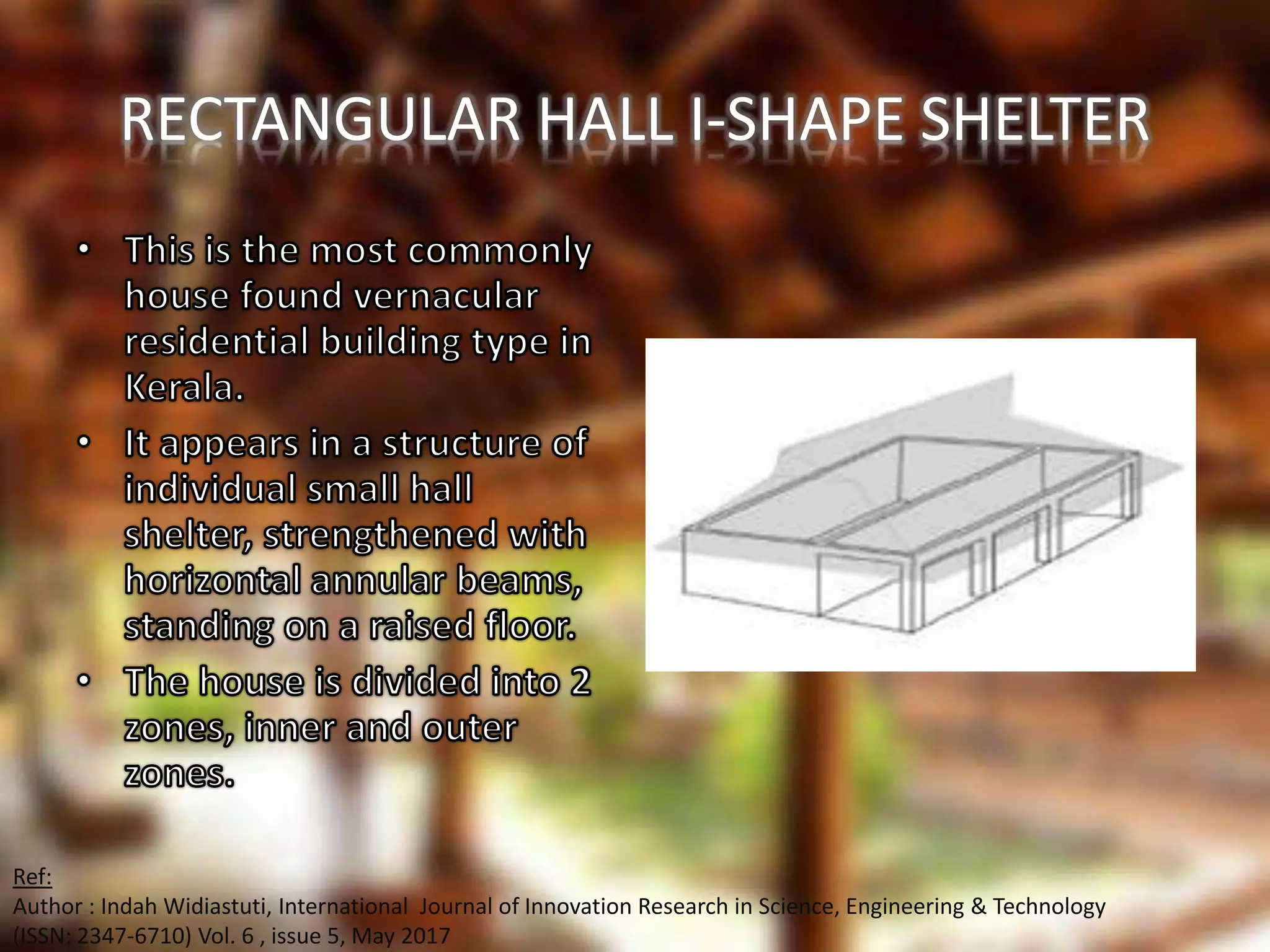 RECTANGULAR HALL I-SHAPE SHELTER
Ref:
Author : Indah Widiastuti, International Journal of Innovation Research in Science, Engineering & Technology
(ISSN: 2347-6710) Vol. 6 , issue 5, May 2017
 
