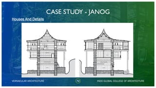 CASE STUDY - JANOG
72
Houses And Details
VERNACULAR ARCHITECTURE INDO GLOBAL COLLEGE OF ARCHITECTURE
 