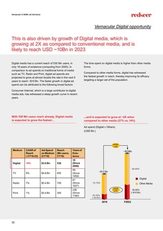 Digital media has a current reach of 530 Mn users, in
only 18 years of existence (computing from 2000). In
comparison to a...