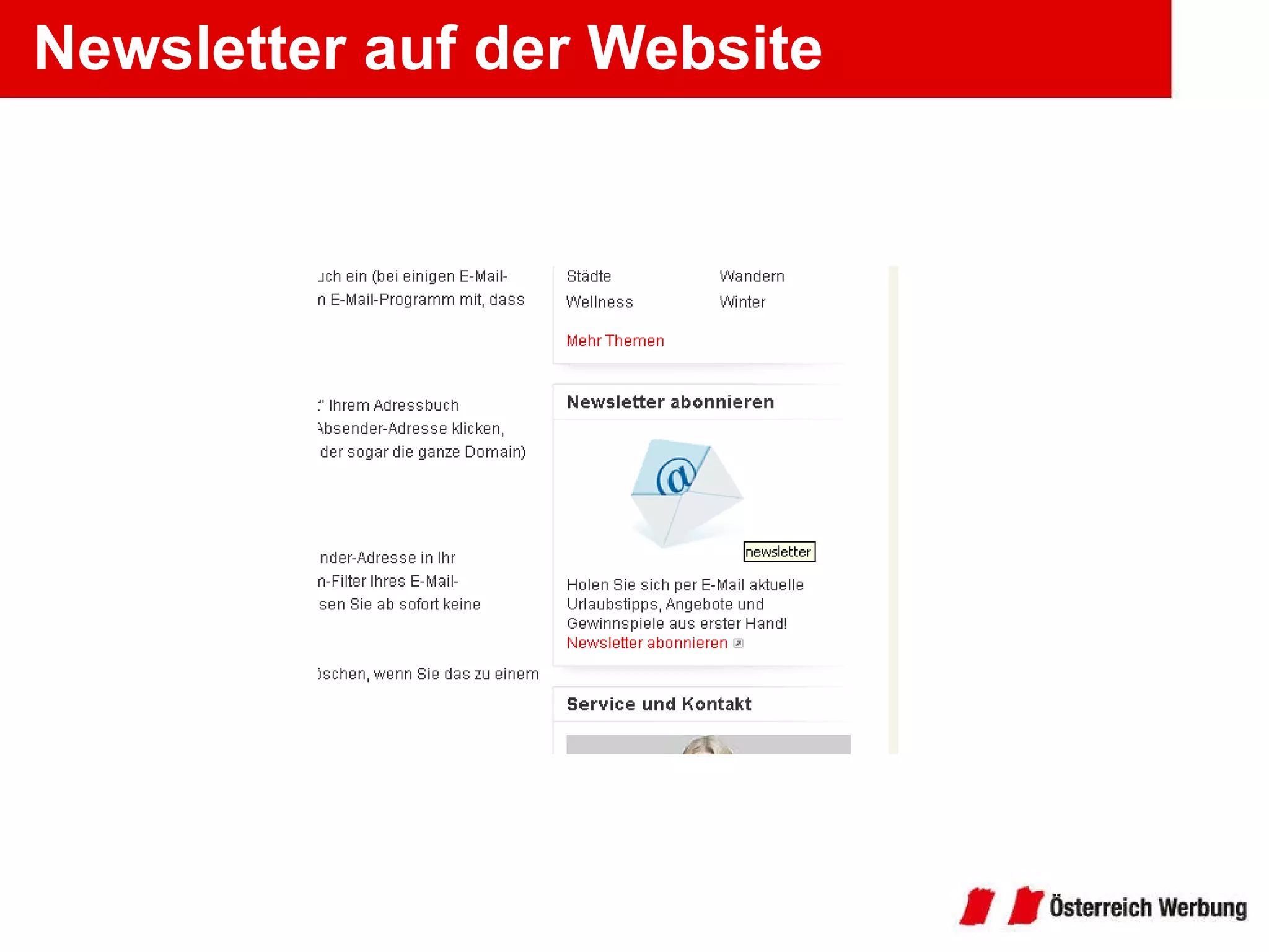 Newsletter auf der Website 