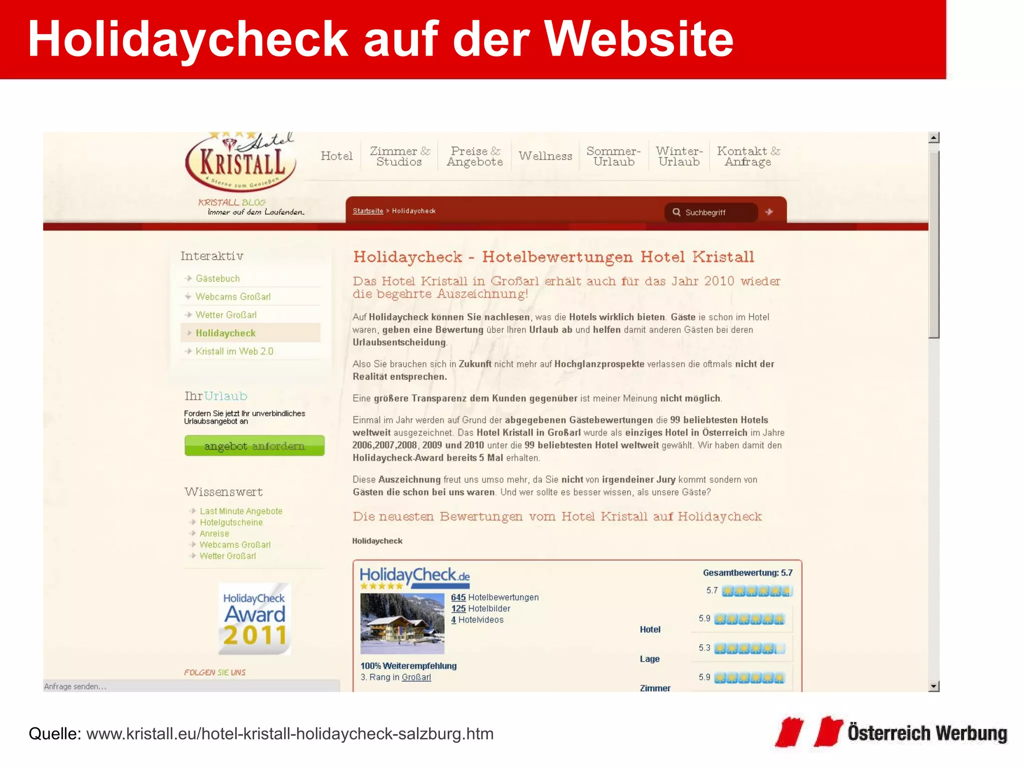 Holidaycheck auf der Website Quelle:  www.kristall.eu/hotel-kristall-holidaycheck-salzburg.htm   