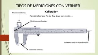 TIPOS DE MEDICIONES CON VERNIER
 