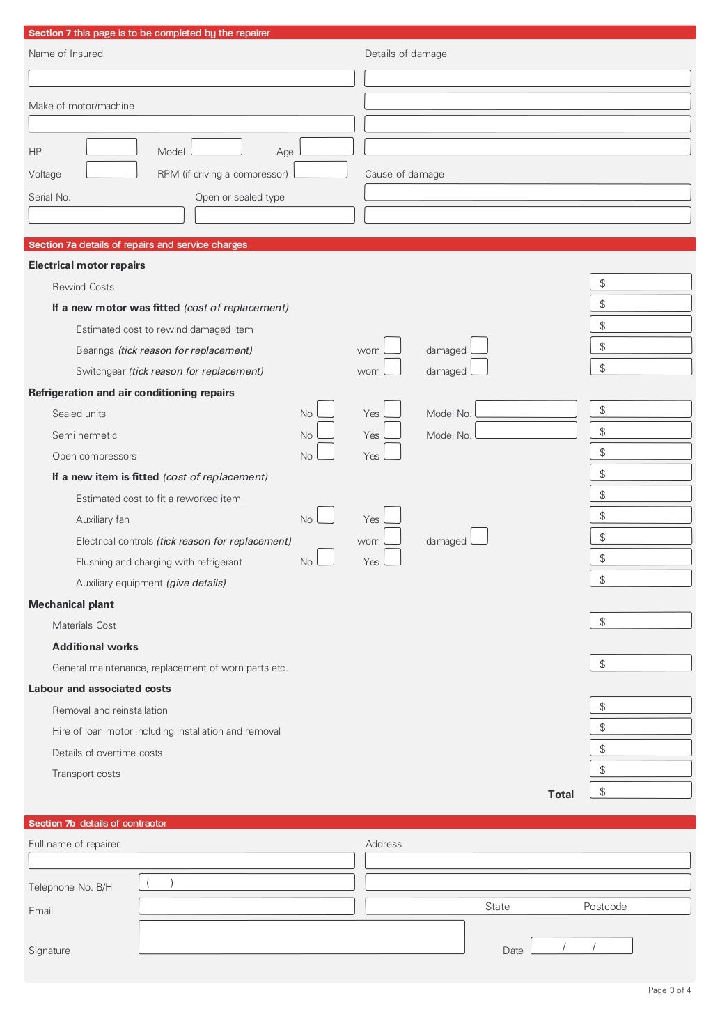 Vero Machinery Breakdown Claim Form