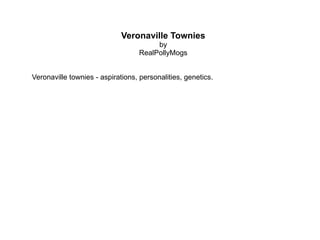 Veronaville Townies by RealPollyMogs Veronaville townies - aspirations, personalities, genetics. 
