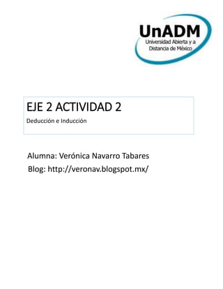 EJE 2 ACTIVIDAD 2
Deducción e Inducción
Alumna: Verónica Navarro Tabares
Blog: http://veronav.blogspot.mx/
 