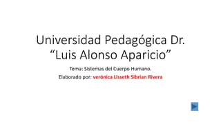 Universidad Pedagógica Dr.
“Luis Alonso Aparicio”
Tema: Sistemas del Cuerpo Humano.
Elaborado por: verónica Lisseth Sibrian Rivera
 