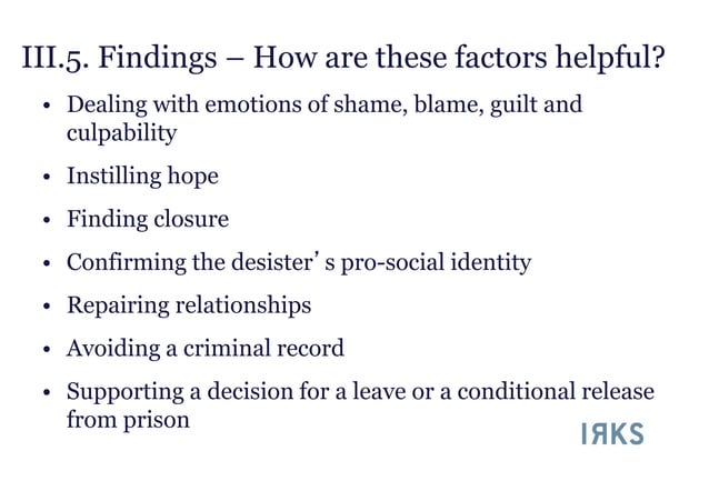 Veronika Hofinger: Desistance and restorative justice, mechanisms for ...