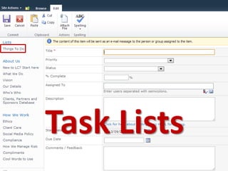 Task Lists
 