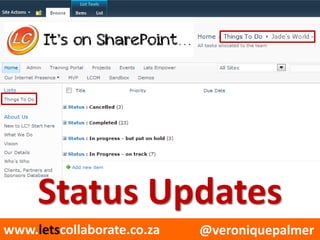 @veroniquepalmerwww.letscollaborate.co.za
Status Updates
 