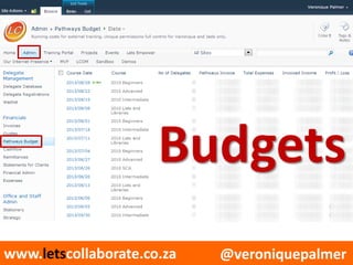@veroniquepalmerwww.letscollaborate.co.za
Budgets
 