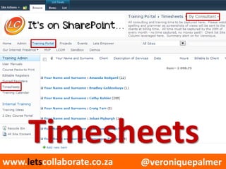 @veroniquepalmerwww.letscollaborate.co.za
Timesheets
 