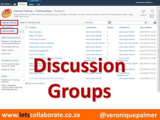 @veroniquepalmerwww.letscollaborate.co.za
Discussion
Groups
 