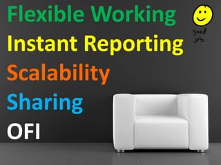 Flexible Working
Instant Reporting
Scalability
Sharing
OFI
 