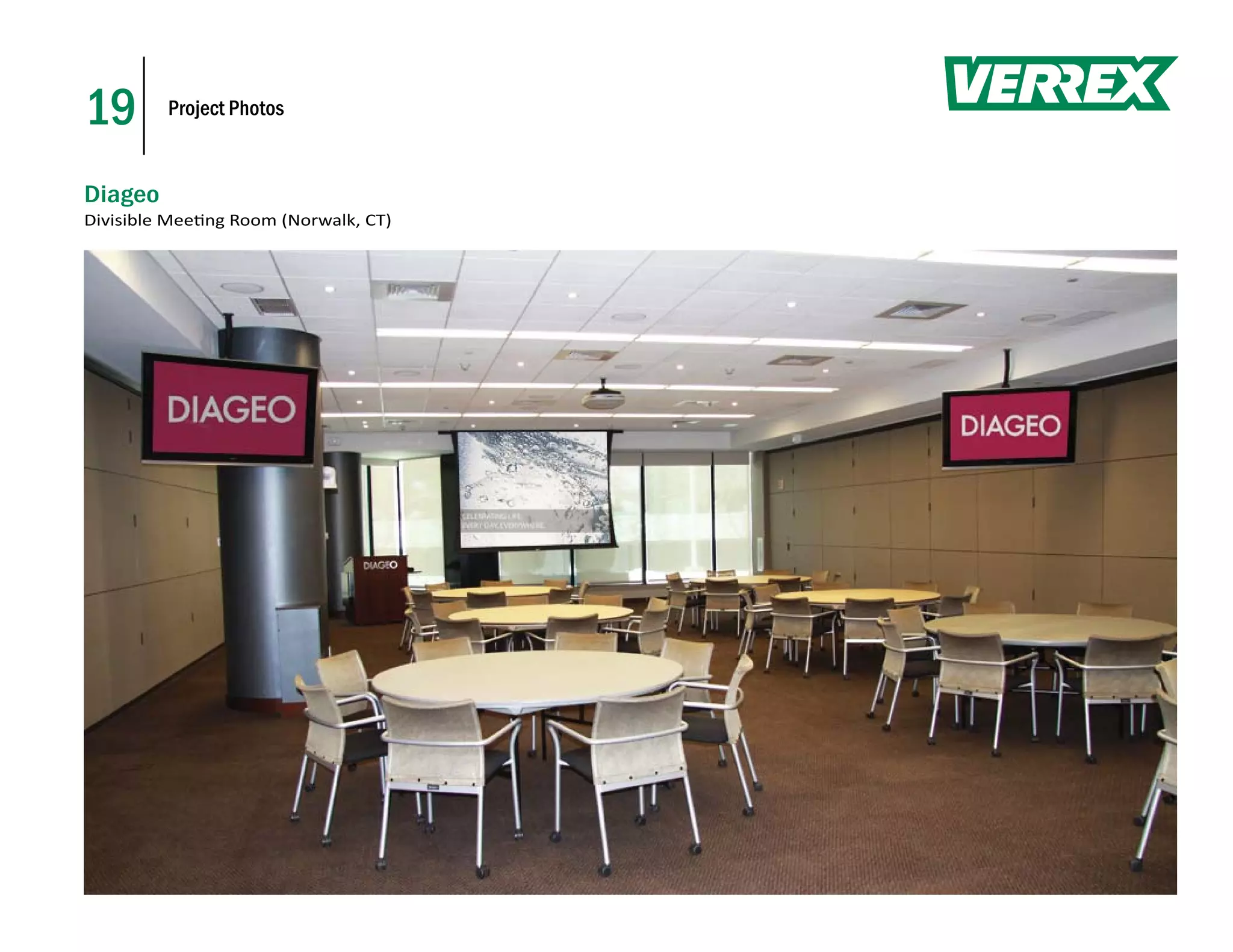 19       Project Photos



Diageo
Divisible Mee ng Room (Norwalk, CT)
 