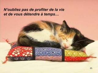 N’oubliez pas de profiter de la vie et de vous détendre à temps… 
