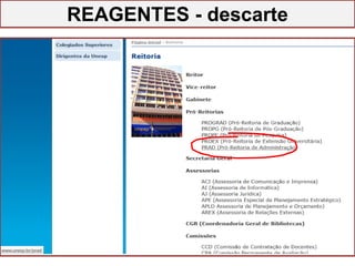 GESTÃO DO LABORATÓRIO
REAGENTES - descarte
 
