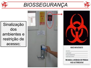 Sinalização
dos
ambientes e
restrição de
acesso;
BIOSSEGURANÇA
 