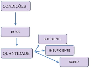 SIM
BOAS
CONDIÇÕES
SUFICIENTE
QUANTIDADE
INSUFICIENTE
SOBRA
 