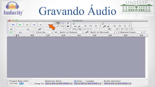 Gravando Áudio 
Pausando Terminando 
Ao pausar uma gravação Uma gravação terminada 
é realizada uma pausa 
naquele momento, e 
pode ser retomada a 
qualquer momento. 
é quando está concluída 
e não se deseja continuar 
gravando naquela faixa. 
 