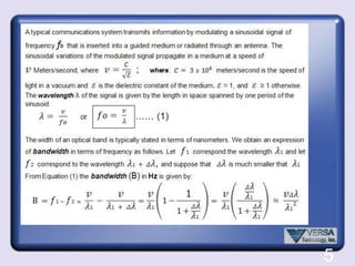A fiber-optic system is similar to the copper wire system that fiber-optics is replacing. The difference is that fiber-optics use light pulses to transmit information down fiber lines instead of using electronic pulses to transmit information down copper lines. Components of a single optic fiber cable:µm, a micrometer (symbol µm) is one millionth of a meter, or equivalently one thousandth of a millimeter. It is also commonly known as a micron. It can be written in scientific notation as 1×10−6 m, meaning  1/1 000 000 m.3