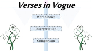 VersesinVogue
Interpretation
Comparison
Word Choice
 