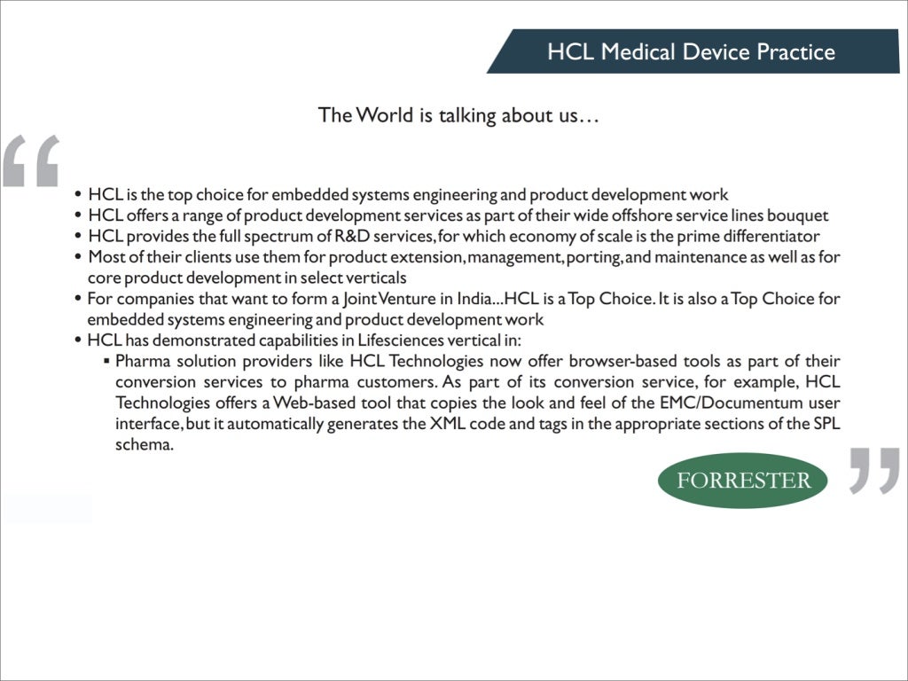 HCL Medical Device Practice