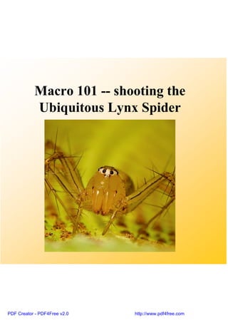 Macro 101 -- shooting the
           Ubiquitous Lynx Spider




PDF Creator - PDF4Free v2.0   http://www.pdf4free.com
 