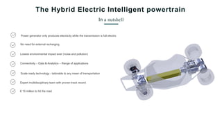 Innovative electric vehicle: no recharging, scalable technology and Connected/IoT