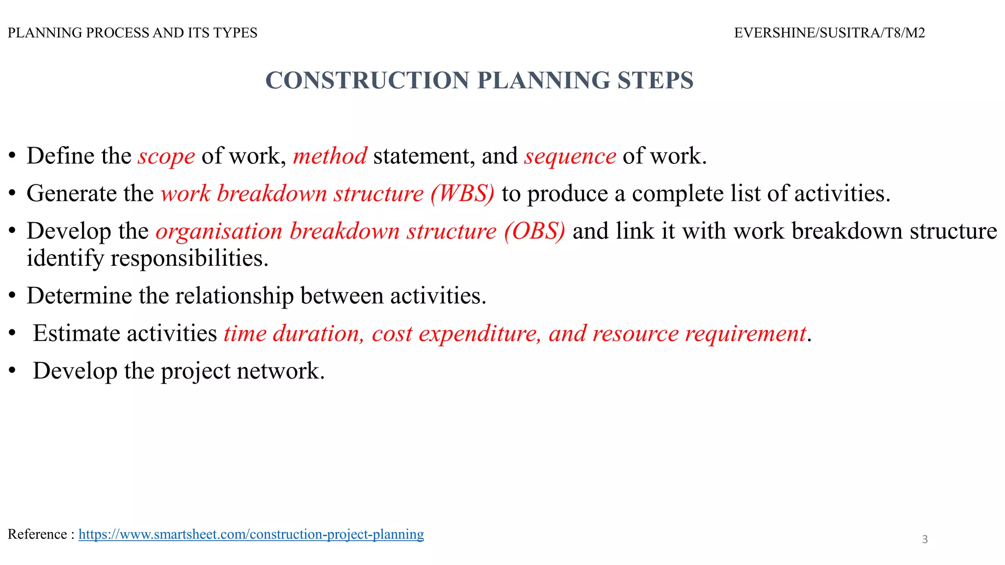 Construction Planning | PPTX