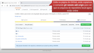 www.tiago.blog.br 27
Volte na página do GitHub, onde copiamos
o comando git remote add origin para ver
que os arquivos do repositório local agora
estão online
 