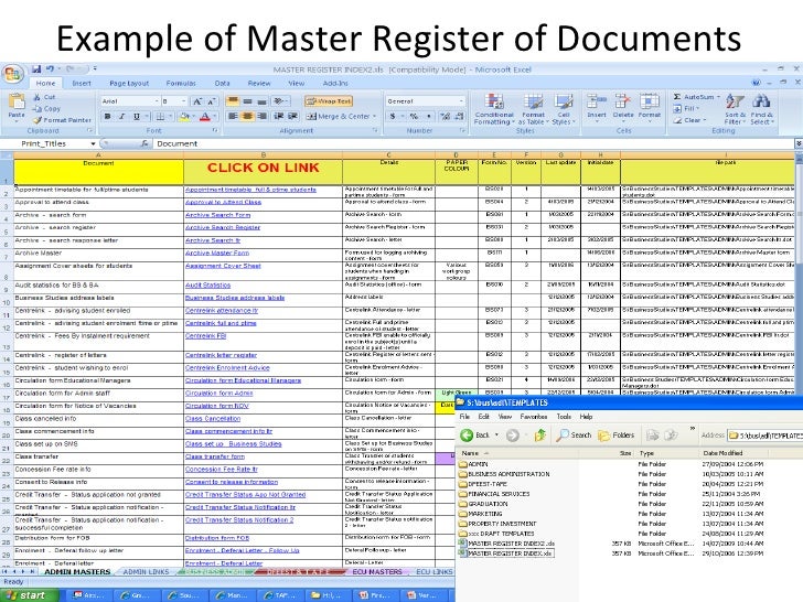 version control and storage document control template excel