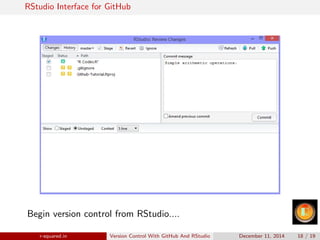 Version Control With GitHub & RStudio | PDF