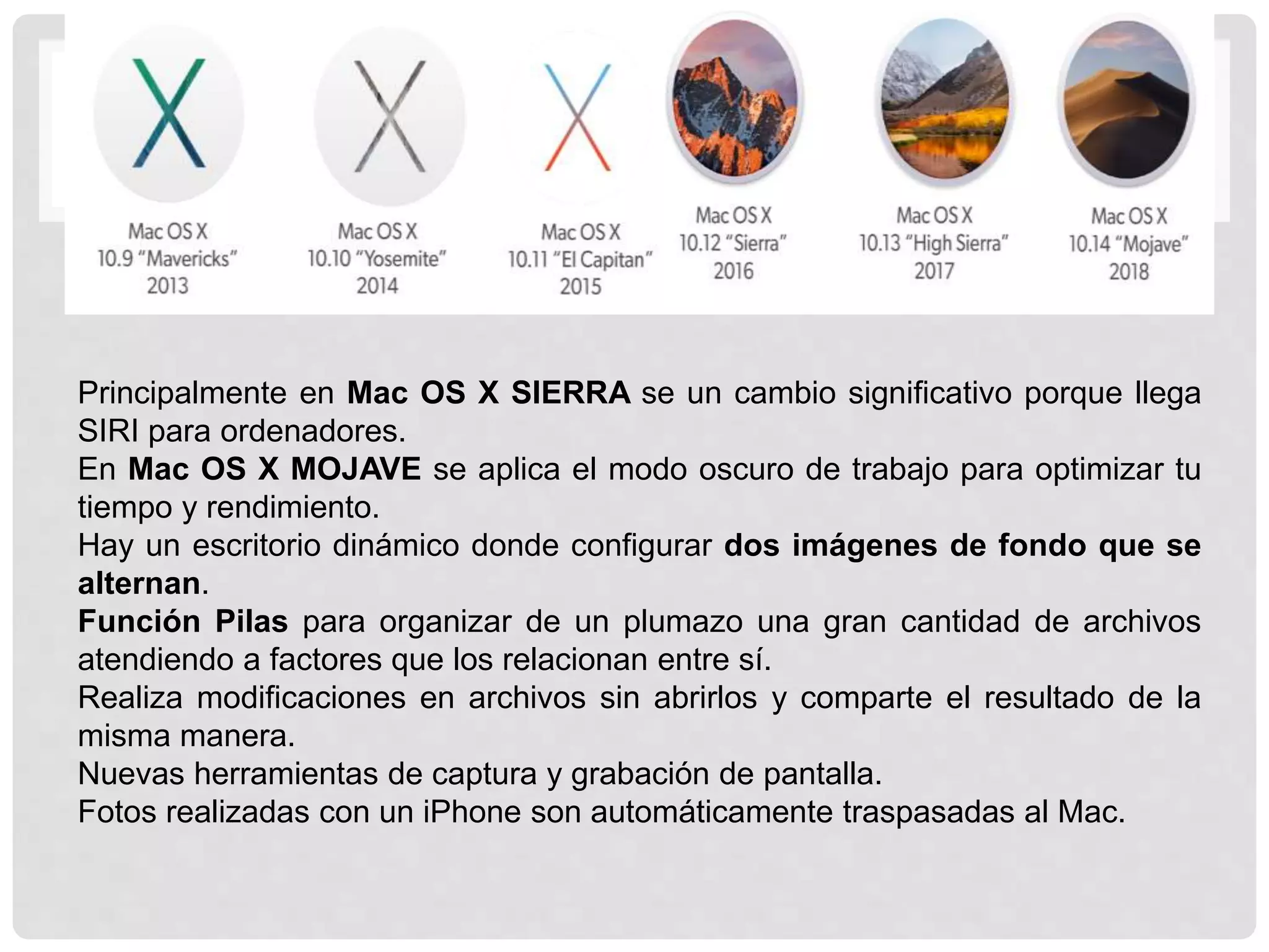 Versiones del sistema operativo mac | PPTX