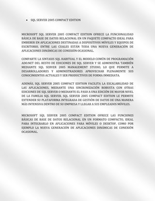 Versiones De Sql Versiones de sql | PDF